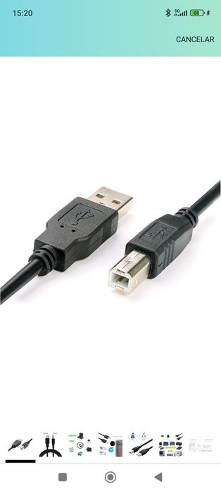 Cabo impressora USB tipo A a tipo B