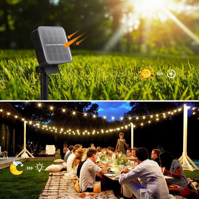 Girlanda Solarna Ogrodowa 50X LED, Lampki Solarne Na Energię Słoneczną