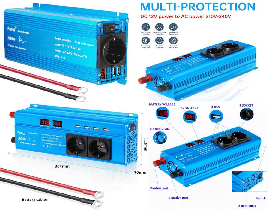 Інвертор Tataliken3500 Foval 2600 3000чистий синус в наявності зарядка