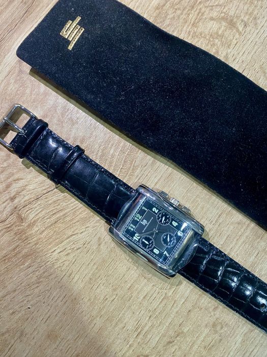 Relógio quartzo LIP Chronographe, mecanismo quartzo, pulseira em couro