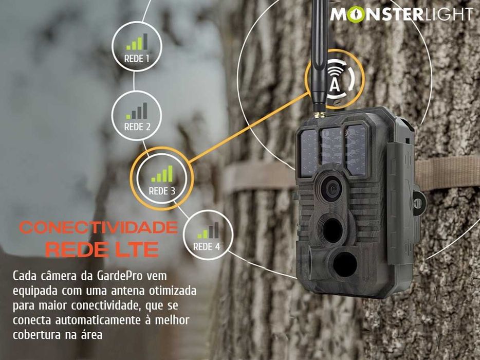 Câmera GardePro X60 aplicação para telemóvel c/bateria e painel solar