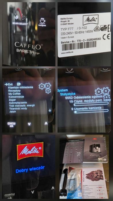 Ekspres Melitta Caffeo Barista Czarny, BeanSelect dwie kawy mleczne
