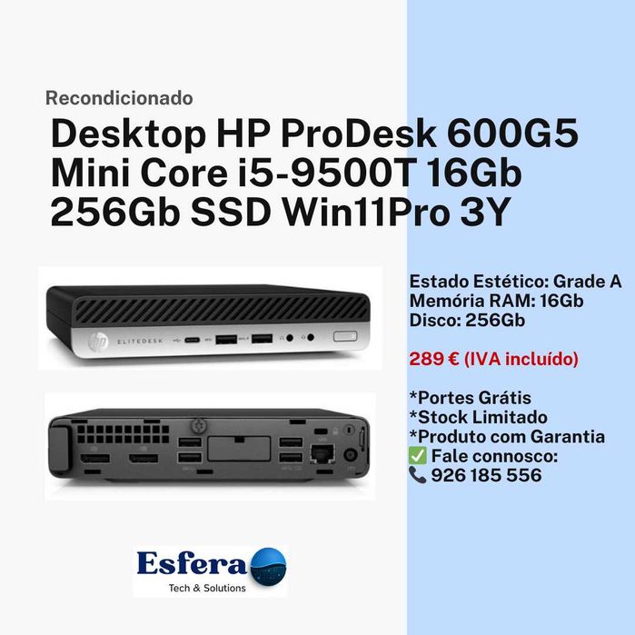 HP ProDesk 600 G5 Mini i5 | Recondicionado | 3 anos de Garantia