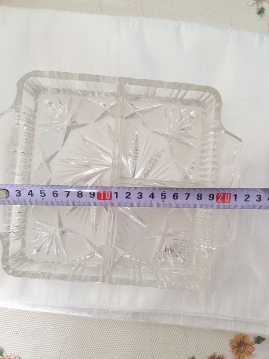 Kryształowa patera na przekąski. Kolekcja PRL.