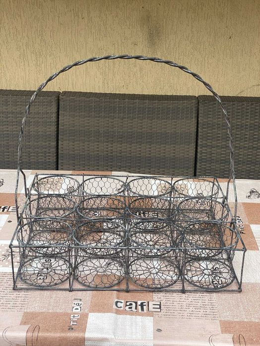 Корзина из витой оцинкованной проволоки (Винтажная)