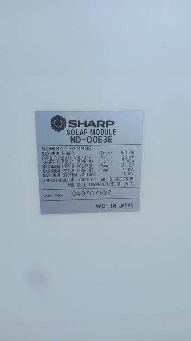 Panele fotowoltaiczne japonskie SHARP