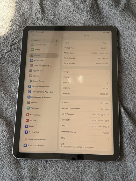 Apple iPad Air 11 M3 Wi-Fi  LTE 128 GB MCFV4 A3267 супер стан