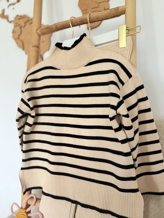 Костюм теплий трикотажний в полоску бежевий беж 110 116 122 128 134