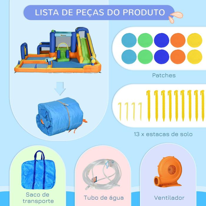 Castelo insuflável 7 em 1 com piscina e insuflador 450 W