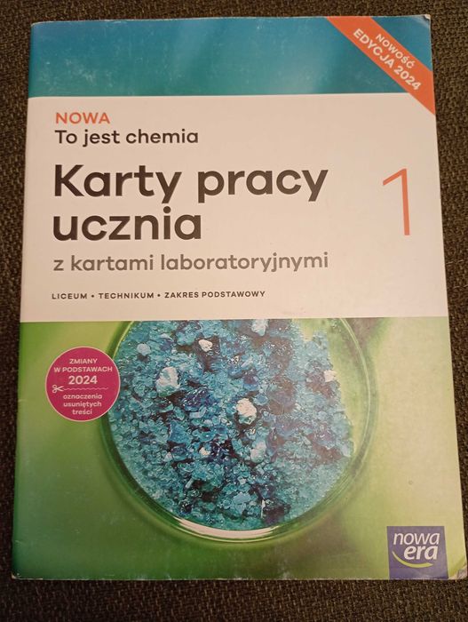 Karty pracy ucznia NOWA To jest chemia 1, liceum technikum zakres podstawowy