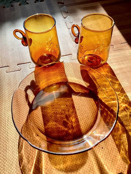 Dwie szklanki + talerz obiadowy Duralex