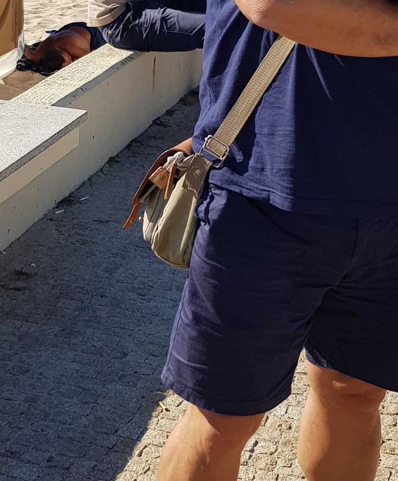 Bolsa Saco Pasta Mensageiro - Lona e Couro