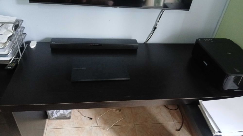 MALM Secretária c/painel extraível, Preto, 151x65 cm