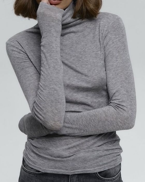 Лонгслів ZARA лонг сірий водолазка трикотажна прозора кашемір intimissimi
