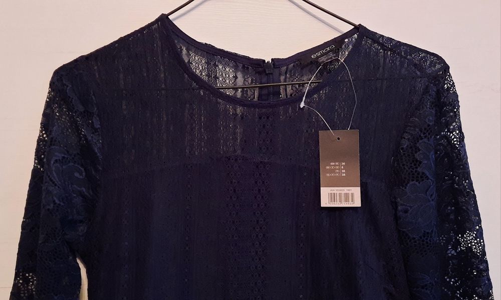 Sukienka elegancka koronka granat 36 S Esmara