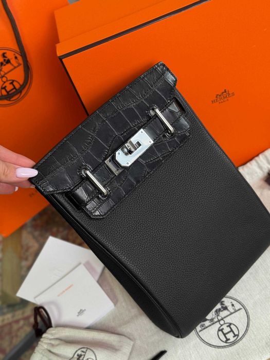 Слинг Hermes плечевая сумка Эрме бананка натуральная кожа крокодила Ерме мужская сумка c929