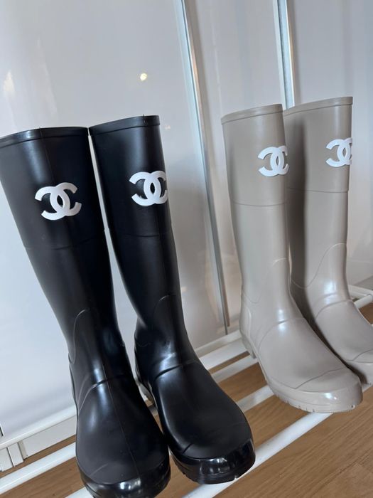 Kalosze chanel 38 czarne bezowe