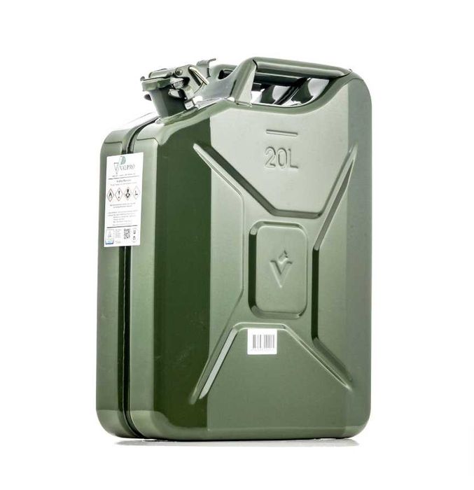 Kanister na Paliwo 20L Metalowy Benzynę Ropę Atest Oliwkowy Zielony