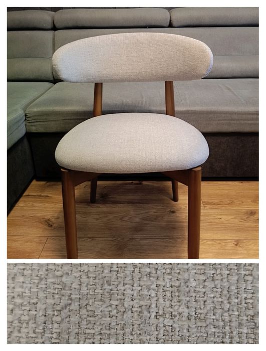 Nowoczesne krzesła tapicerowane siedzisko faktura lnu szare  2 szt