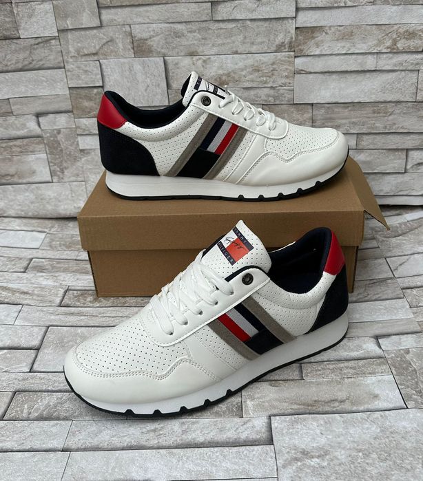 Buty Tommy Hilfiger biale adidasy meskie 44 | PROMOCJA 50%