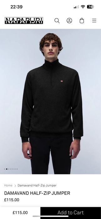 NAPAPIJRI (S/M/L) Merino Wool Half-Zip Damavand Jumper мужской свитер