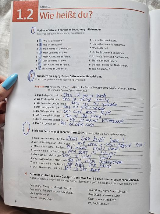Ćwiczenia do klasy pierwszej język niemiecki