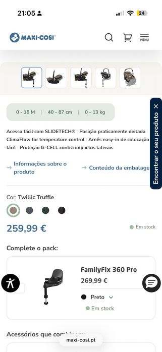 Ovo / Cadeira Auto Maxi-Cosi Fame Bege (C/ Caixa e Garantia)