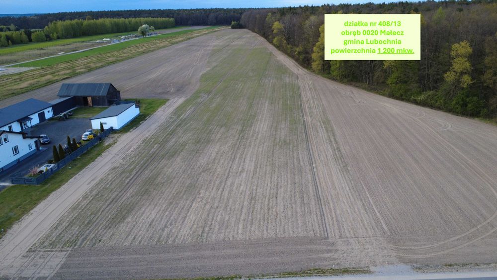 Działka 1200 mkw. z bezterminowymi WZ (Małecz, gm. Lubochnia) - bezpośrednie sąsiedztwo lasu - Widok 3