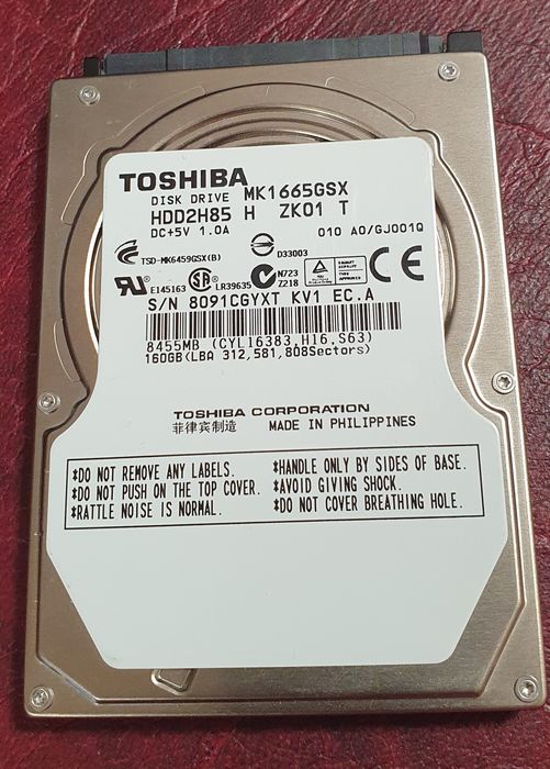 Жёсткий диск Hdd 2.5 TOSHIBA 160gb