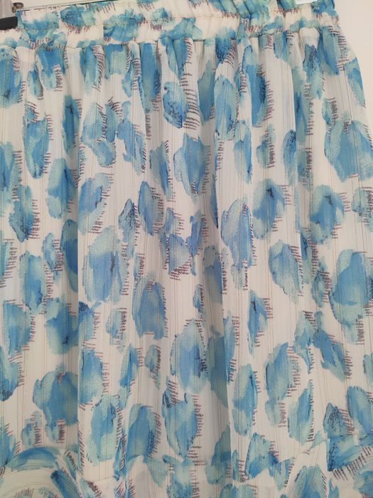 Saia Curta Fluida com Folhos Azul
