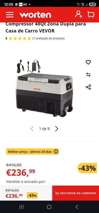 Arca figurifico portatil da vevor novo de 55 litros