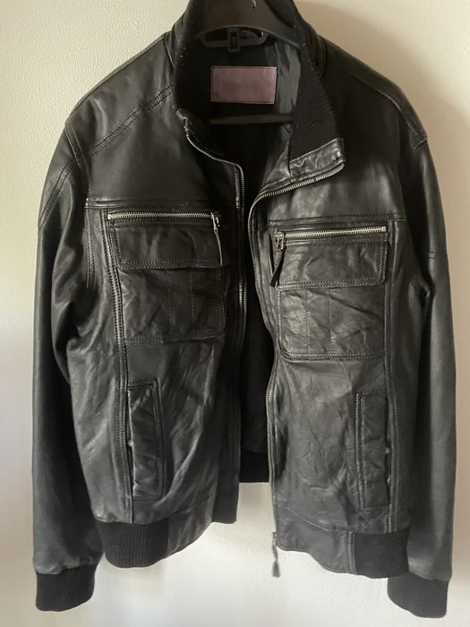 Casaco de Pele Genuína Preto