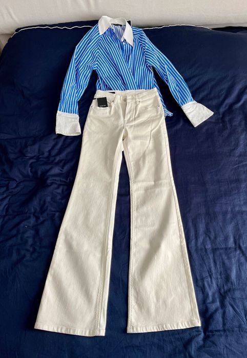 Джинси білі кльош висока посадка Massimo Dutti 34 розмір 5080/924