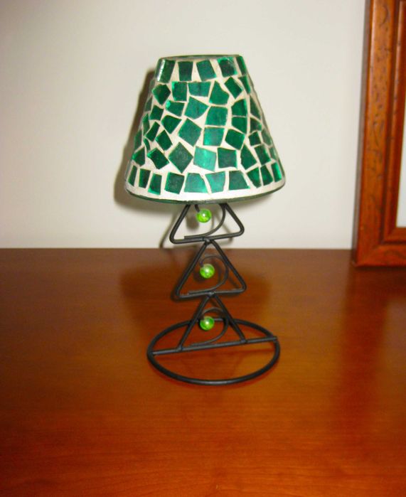 Candeeiro de Vela com Abajur em Vidro