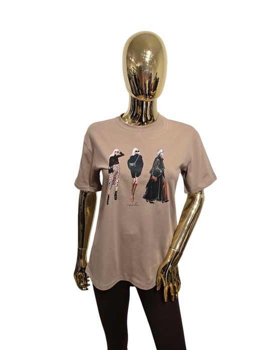 T-shirt damski bawełniany FASHION beżowy Nooda rozmiar 38