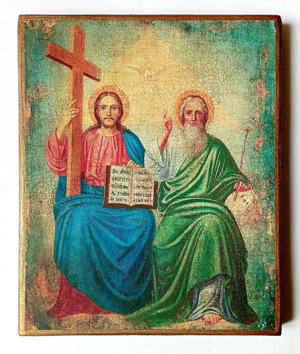 Икона Святая Троица Новозаветная, дерево, под старину, 17.5x14.5см: 535 ...