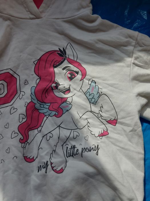 Bluzka z kapturem dresowa dziewczęca rozmiar 134 pony