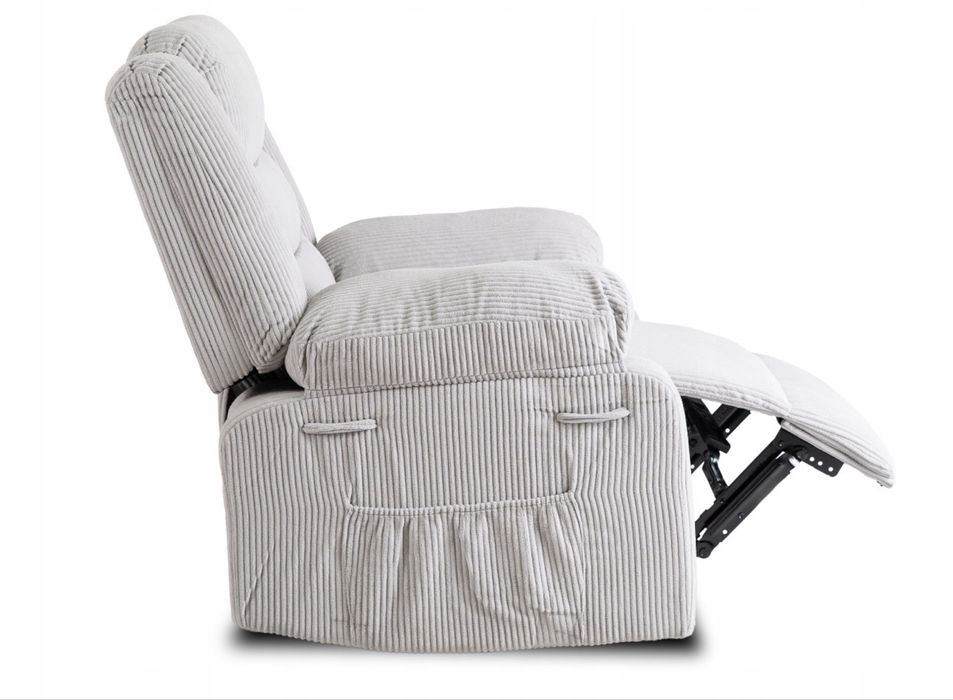 Fotel szary tapicerowany rozkładany wypoczynkowy do spania