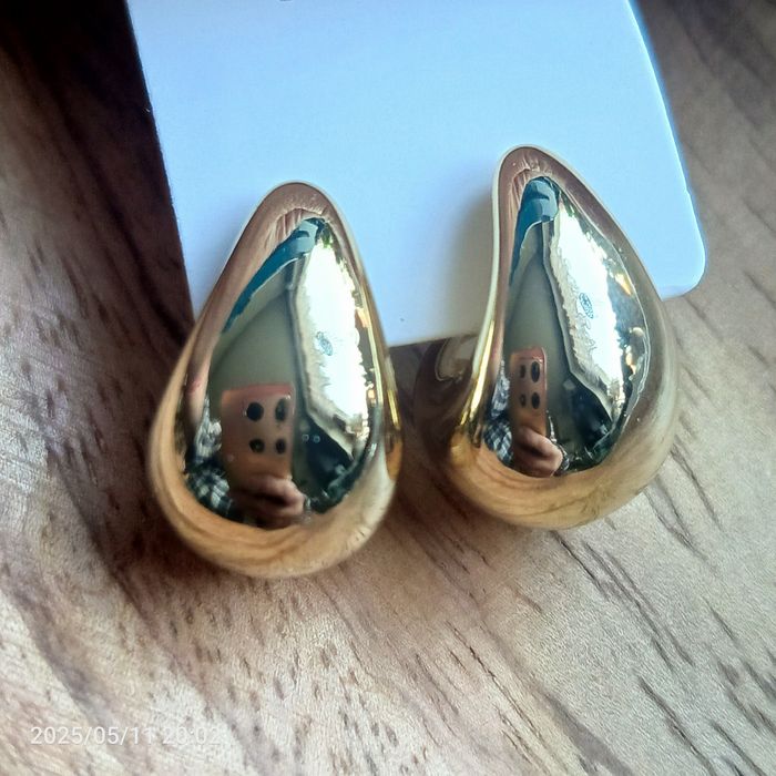 Nowe kolczyki kropelki złote stal nierdzewna