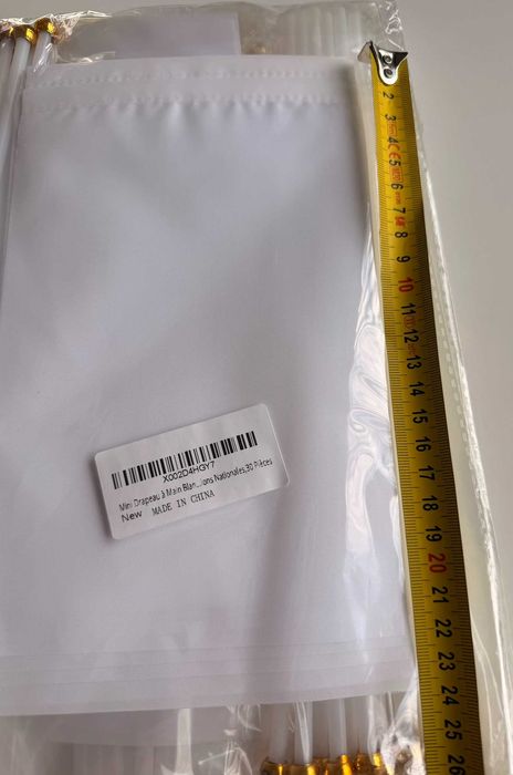 Białe mini flagi DIY 30 sztuk ślub / komunia + GRATIS