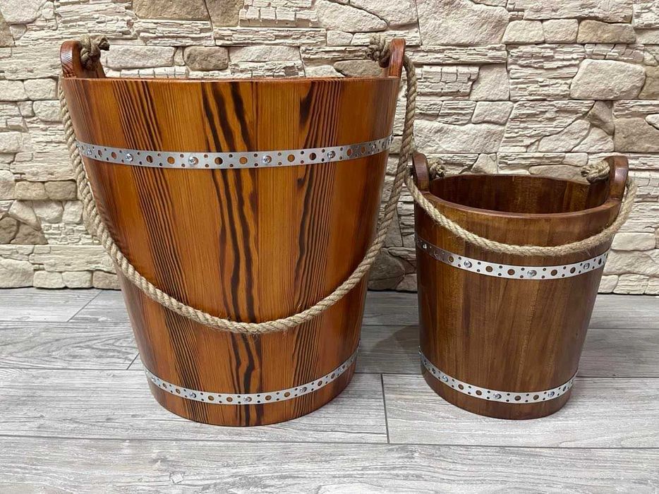Duże wiadro drewniane ozdobne h-50 cm wiaderko do ogrodu itp.