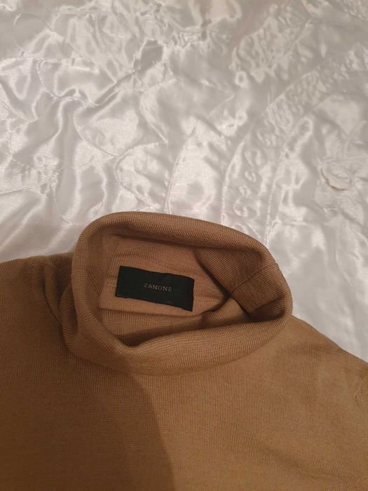 Golf cieniutki 100%merino,włoski Zanone,kolor camel,r40/S/M