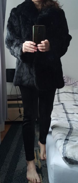 Naturalne czarne futro z królika