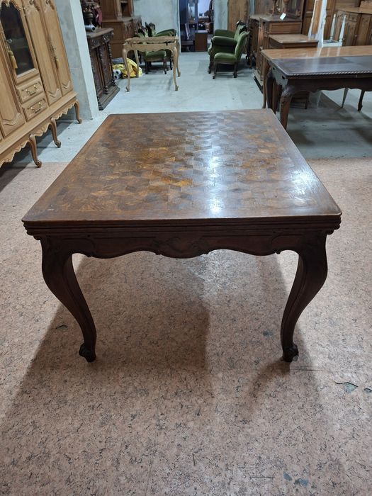 Ładny stary stół ludwikowski ciemny rozkładany /