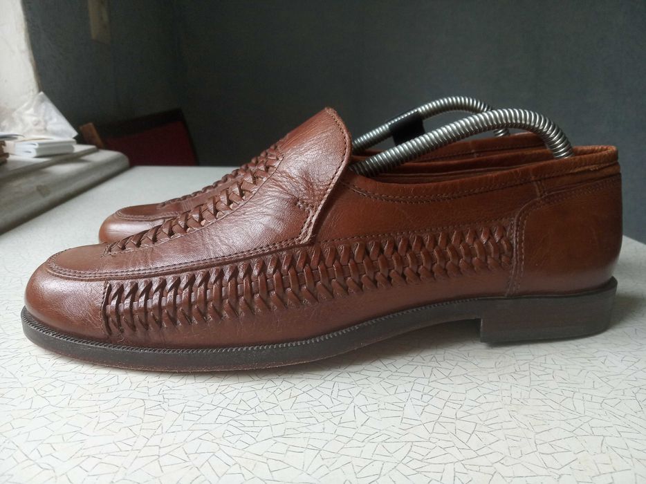 Кожаные плетеные туфли лоферы Russell&Bromley, размер 42, стелька 265 мм