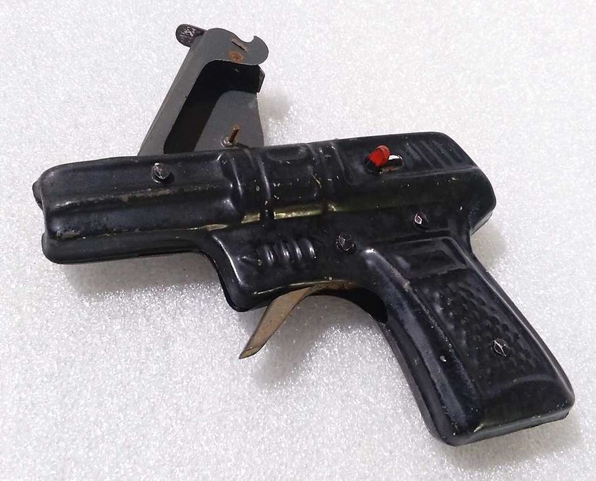 Antigo Brinquedo chapa Português ~ PISTOLA de FULMINANTES ~ Anos 60