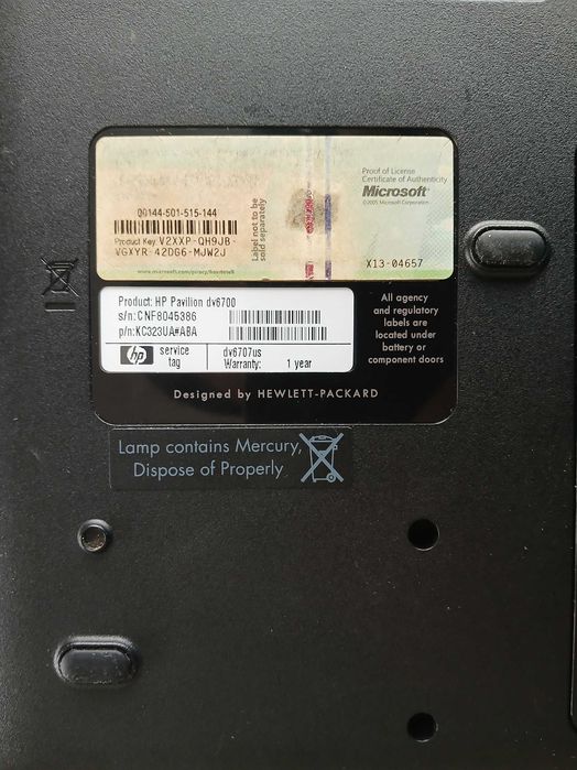 Laptop HP Pavilion dv6700 dv6707 uszkodzony na części