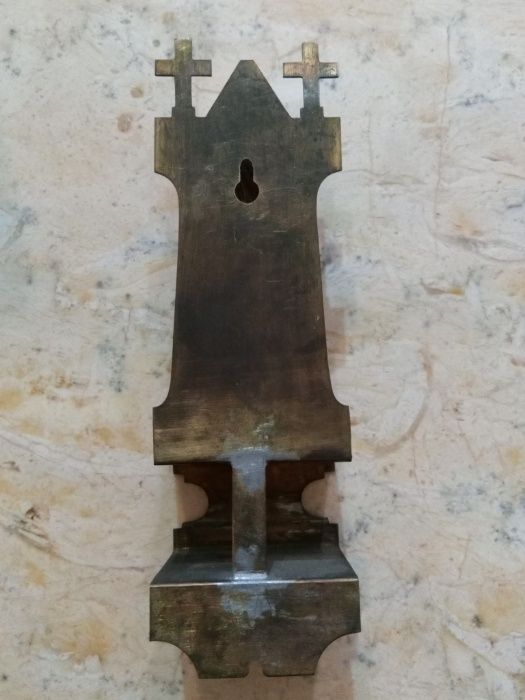 São Pedro antigo com base em latão para oratório