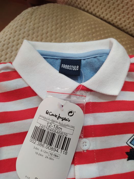 Conjunto camisola manga curta + calções tam. 12-18 Novo