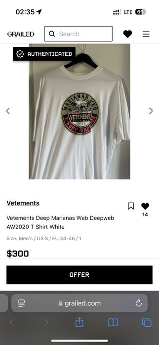 Футболка Vetements Deep Marianas Web DISTRESSED